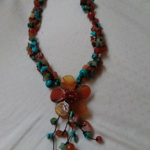 Necklace, Orange Agate and bright Carmelion